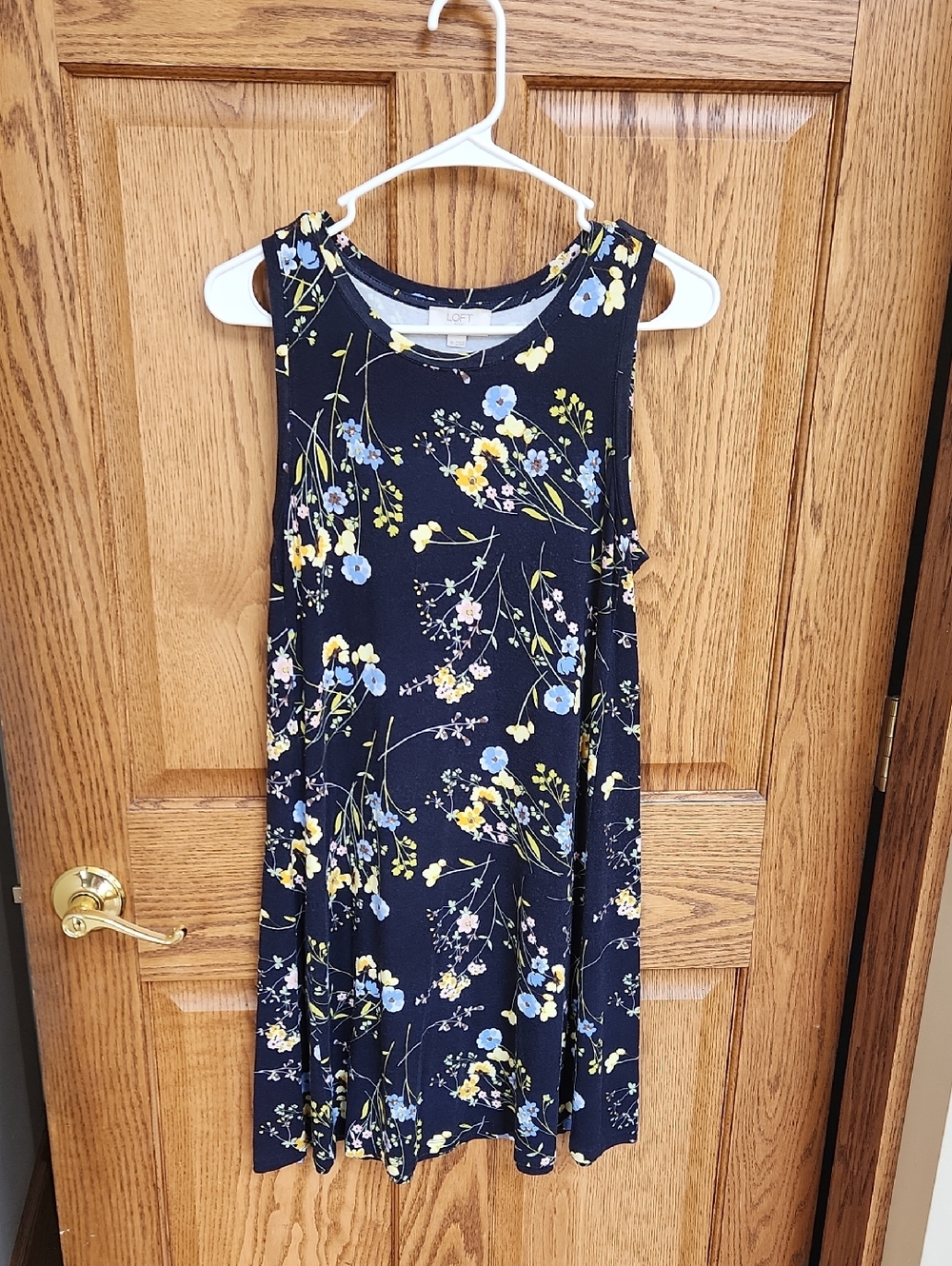 Navy Floral A-Line Dress by LOFT